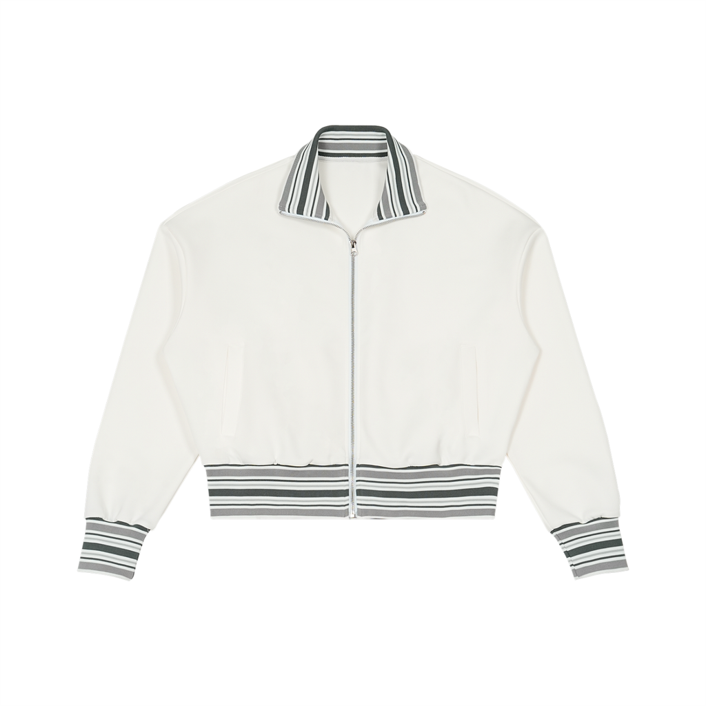 Striped Rib Collar LOOP Zip Jacket